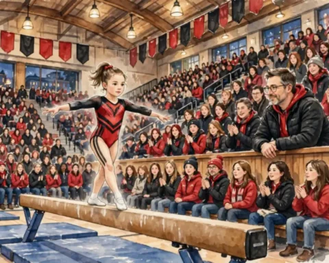 Mike Tomlin daughter Harlyn Quinn Tomlin competing on the balance beam for the Georgia GymDogs